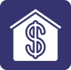 Affordable Cost of Living A blue icon with a dollar sign in the top of it.